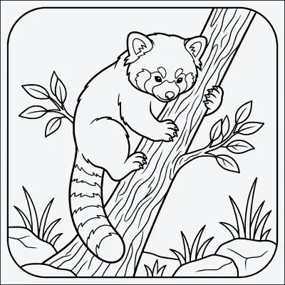 panda rojo para colorear