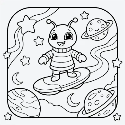 skater alien para colorear