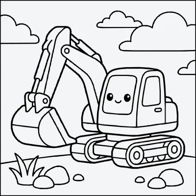 Excavadora para colorear
