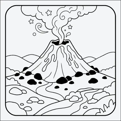 volcan para colorear