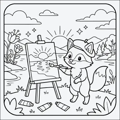 zorro pintor para colorear