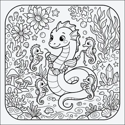serpiente marina para colorear