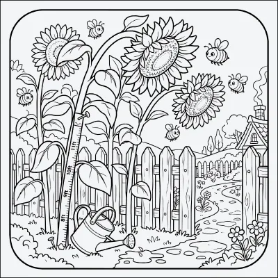 jardin de girasoles para colorear