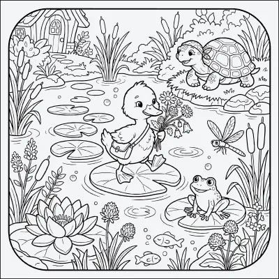 lago del jardin para colorear