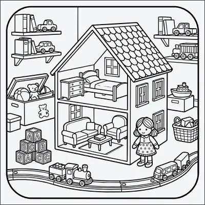 casa de muñecas para colorear
