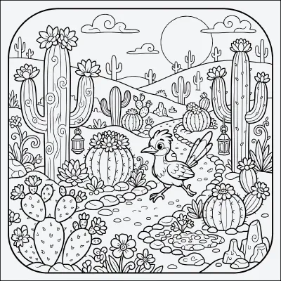 jardin de cactus para colorear