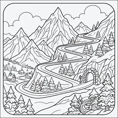 picos nevados para colorear