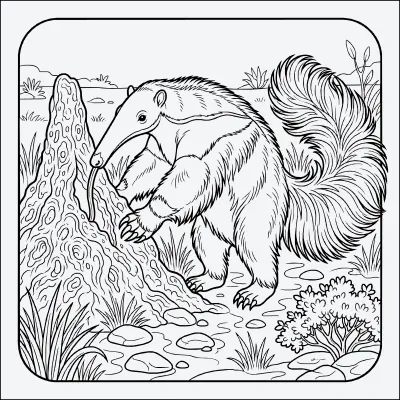 oso hormiguero para colorear