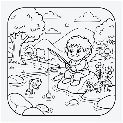 troll pescador para colorear