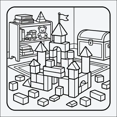 castillo de bloques para colorear