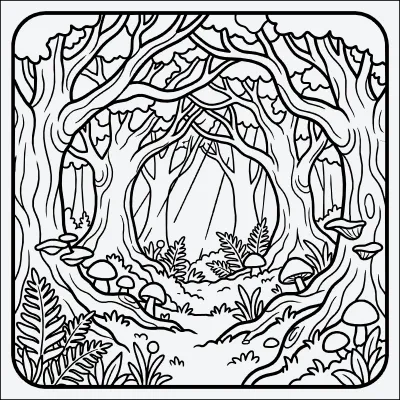 bosque para colorear